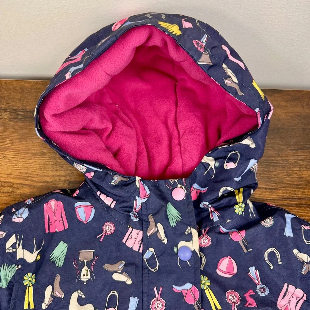 Joules Girls JNR Kirstie Fleece-Lined Coat Jacket 6Y 116 cm Horse Navy Pink - Picture 4 of 13